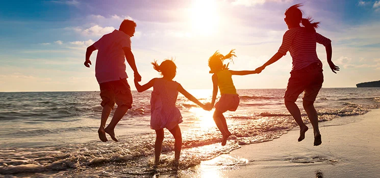 Kids playing at the beach